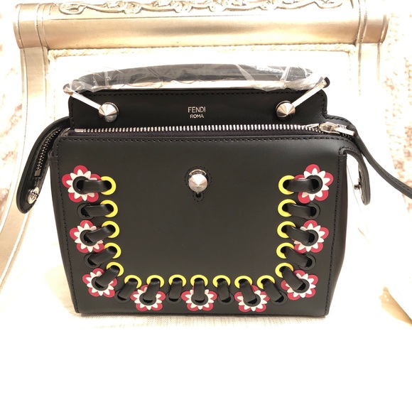 PRICE⬇️NWT Fendi “Dot Com” Floral Grommet Satchel - Picture 4 of 16